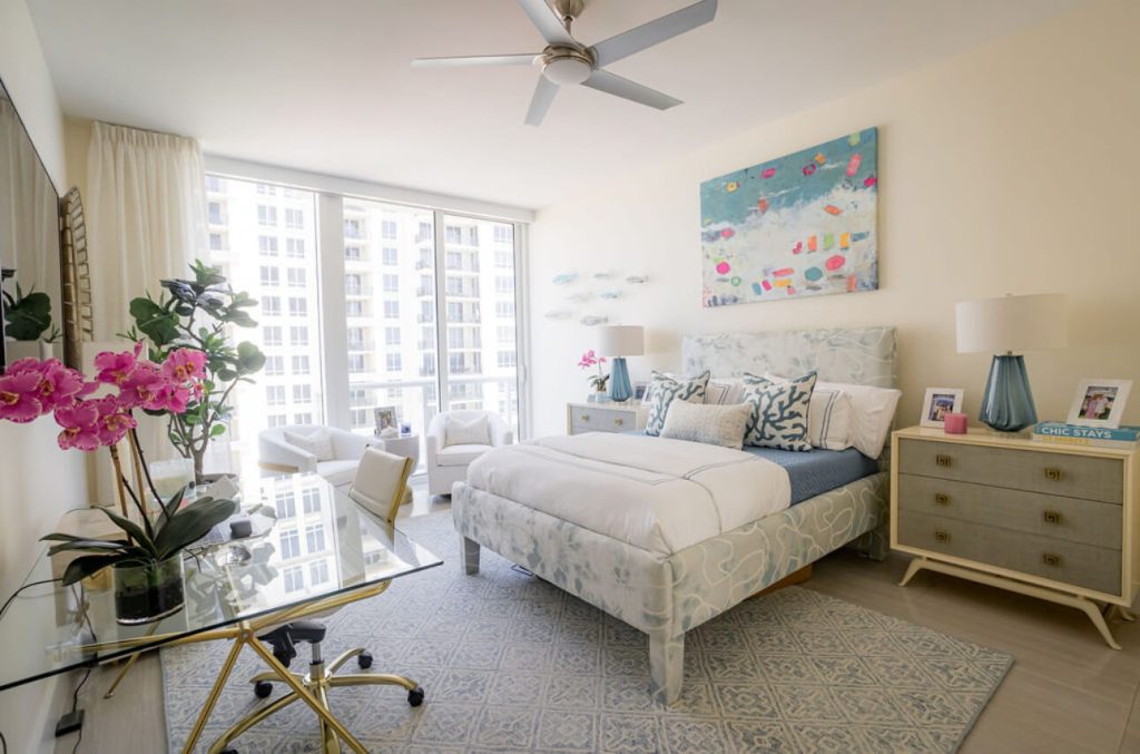 Residential room with layered materials
